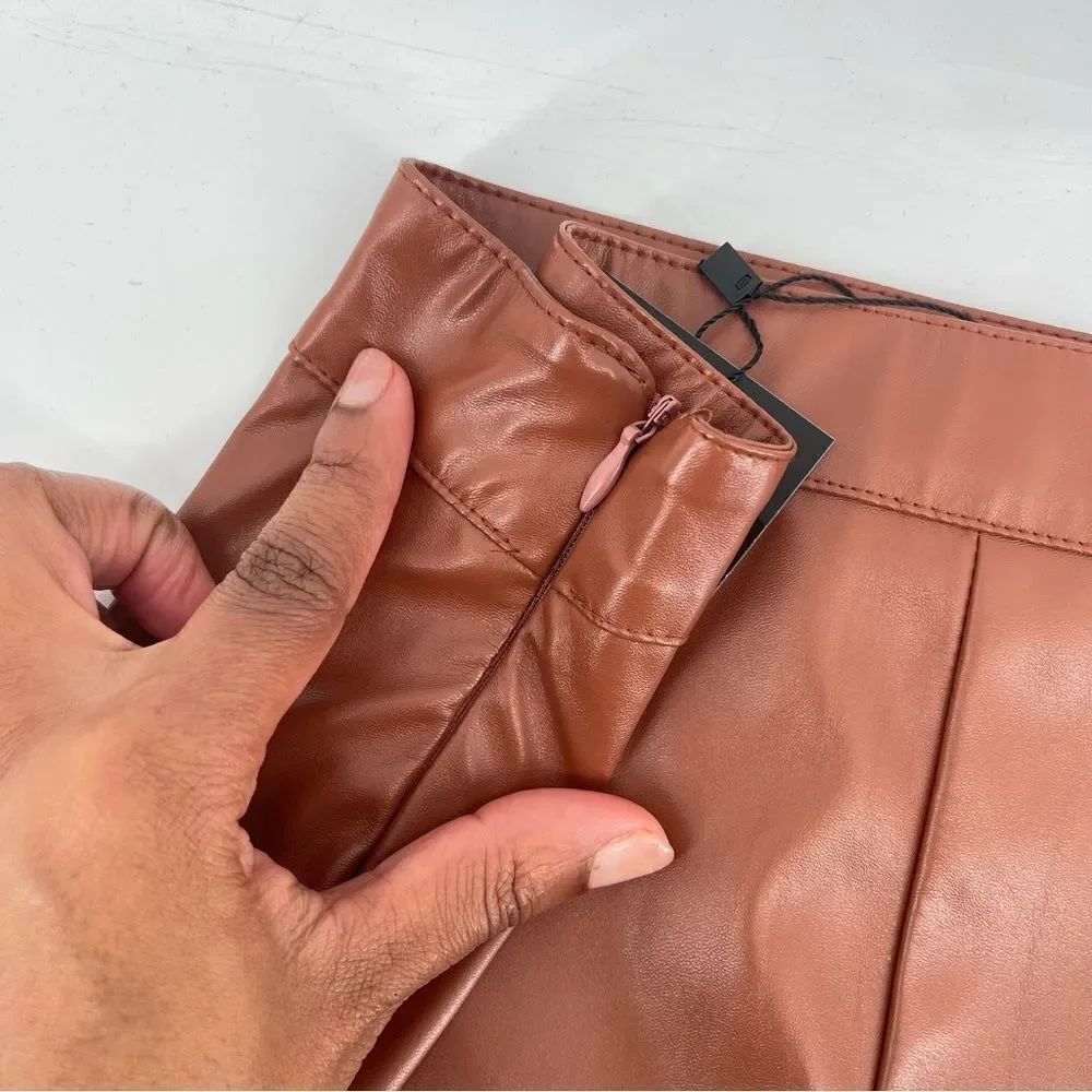 SHEIN SXY Women’s Brown High Waist PU Faux Leather Shorts Large